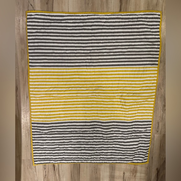 The Land of Nod Other - The Land of Nod Gray and Yellow Cotton Baby Blanket Quilt